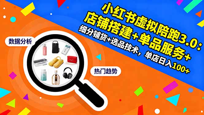 小红书虚拟陪跑3.0：店铺搭建+单品服务+细分铺货+选品技术，单店日入100+-shxbox省心宝盒
