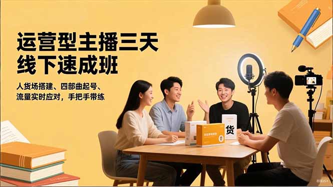 运营型主播三天线下班，人货场搭建,四部曲起号,流量实时应对，手把手带练-shxbox省心宝盒