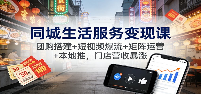 同城生活服务变现课：团购搭建+短视频爆流+矩阵运营+本地推，门店营收暴涨-shxbox省心宝盒