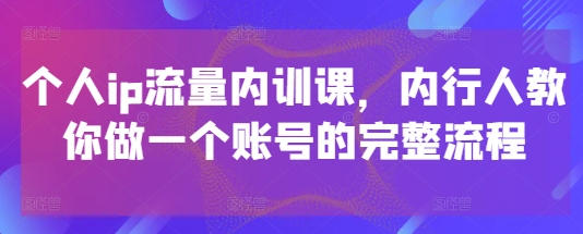 个人ip流量内训课，内行人教你做一个账号的完整流程-shxbox省心宝盒