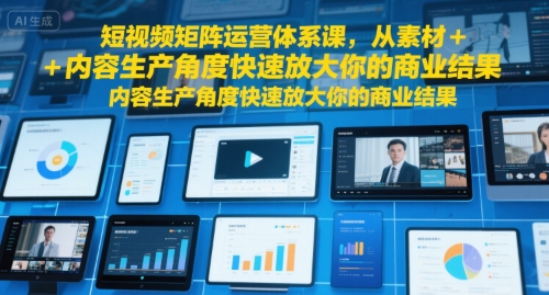 短视频矩阵运营体系课，从素材+内容生产角度快速放大你的商业结果-shxbox省心宝盒
