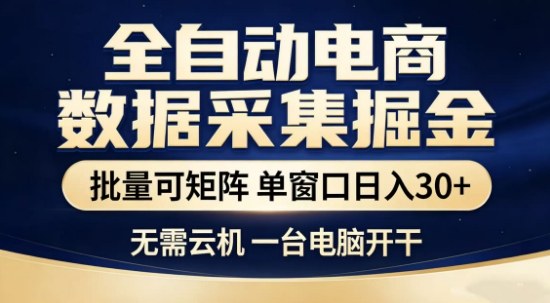独家电商数据全自动采集项目，批量可矩阵，单窗口轻松日入3张+【揭秘】-shxbox省心宝盒
