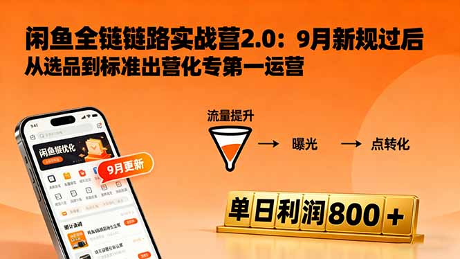 闲鱼变现课3.0：掌握链接优化、流量提升、商业变现，单日利润800+-shxbox省心宝盒
