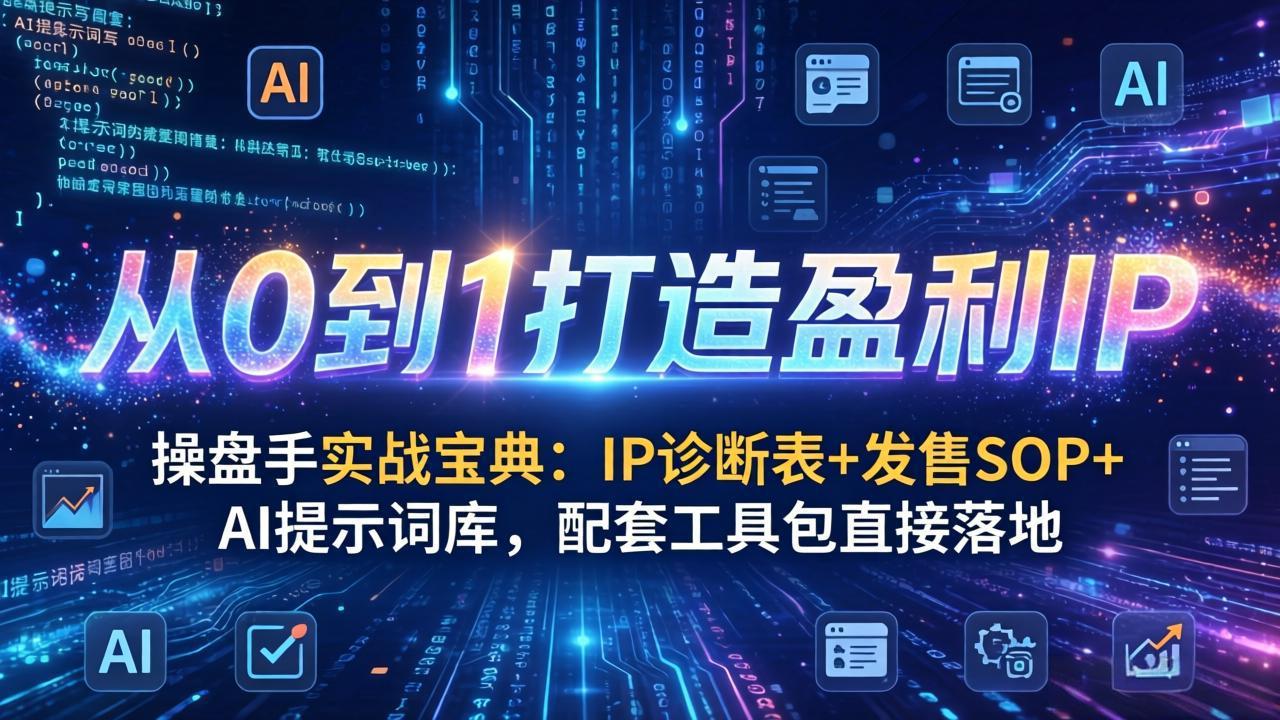 操盘手实战宝典：IP诊断表+发售SOP+AI提示词库，配套工具包直接落地，从0到1打造盈利IP-shxbox省心宝盒