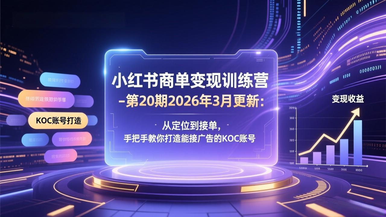 小红书商单变现训练营-第20期26年3月更新：从定位到接单，手把手教你打造能接广告的KOC账号-shxbox省心宝盒