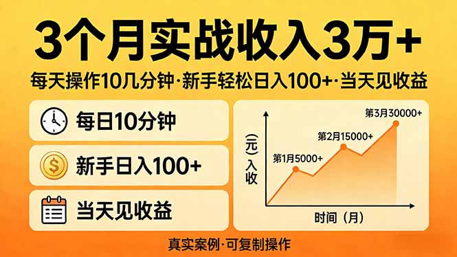 3个月实战收入3万+，每天操作10几分钟，新手轻松日入100+，当天见收益-shxbox省心宝盒