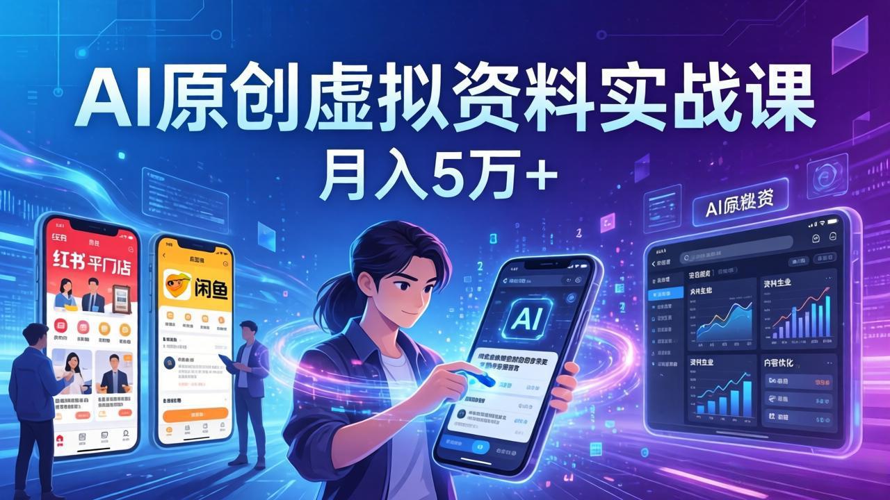AI原创虚拟资料实战课：2026新机会，小红书闲鱼开店，普通人用AI轻松变现，月入5万+-shxbox省心宝盒