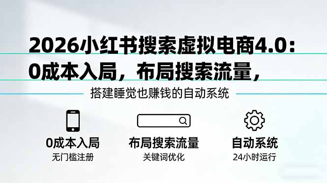 2026小红书搜索虚拟电商4.0：0成本入局，布局搜索流量，搭建睡觉也赚钱的自动系统-shxbox省心宝盒