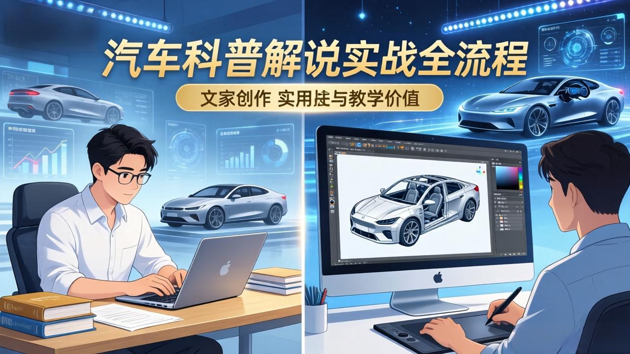 抖音汽车科普解说实战：文案+动画+画面处理+去水印全流程，打造专业汽车科普视频-shxbox省心宝盒