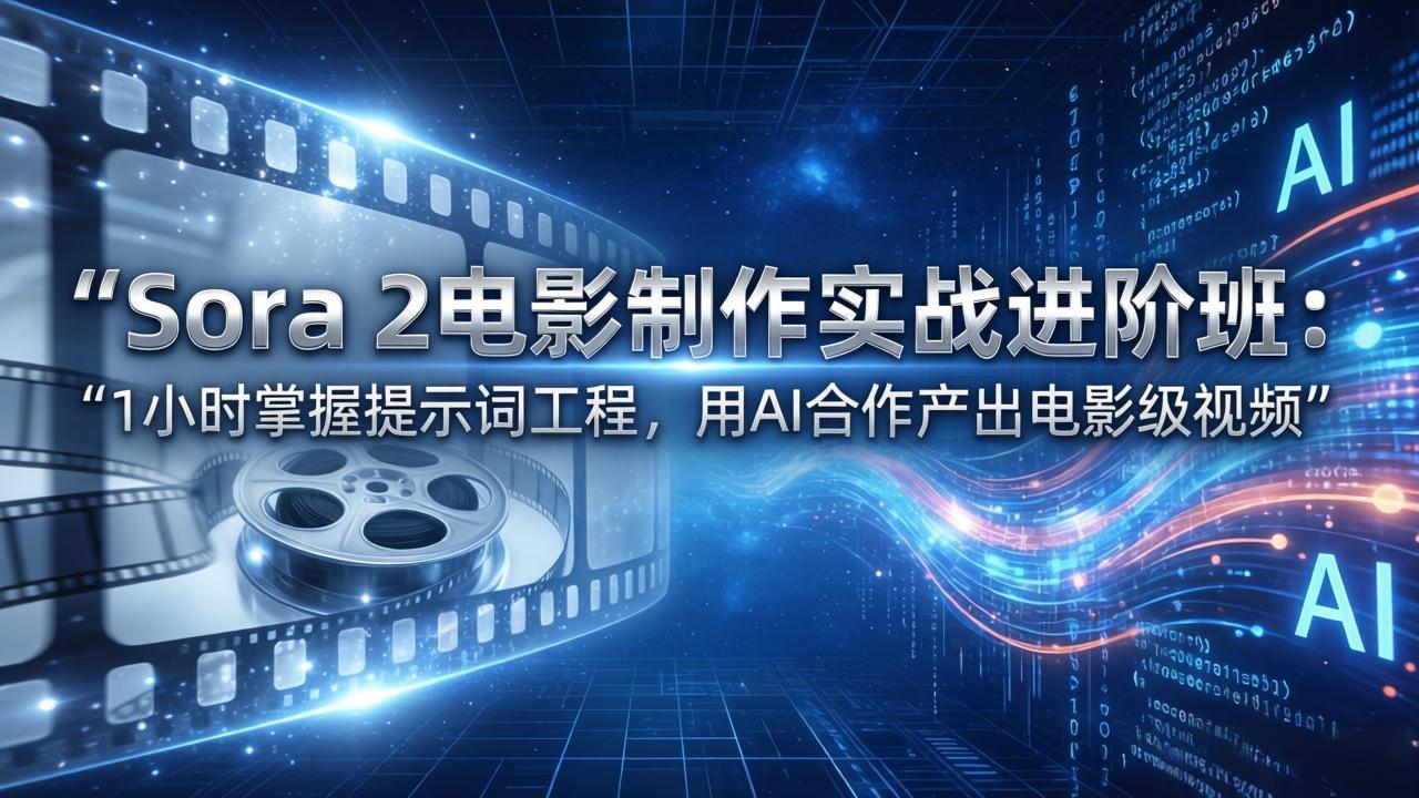 Sora 2电影制作实战进阶班：1小时掌握提示词工程，用AI合作产出电影级视频-shxbox省心宝盒