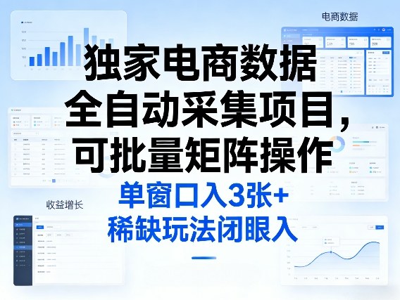 独家电商数据全自动采集项目，可批量矩阵操作，单窗口日入3张+，稀缺玩法闭眼入【揭秘】-shxbox省心宝盒