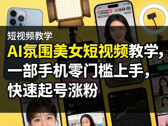 AI氛围美女短视频教学，一部手机零门槛上手，快速起号涨粉-shxbox省心宝盒