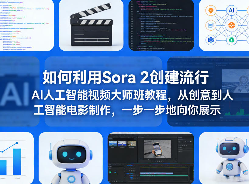 如何利用Sora 2创建流行AI人工智能视频大师班教程，从创意到人工智能电影制作，一步一步地向你展示-shxbox省心宝盒