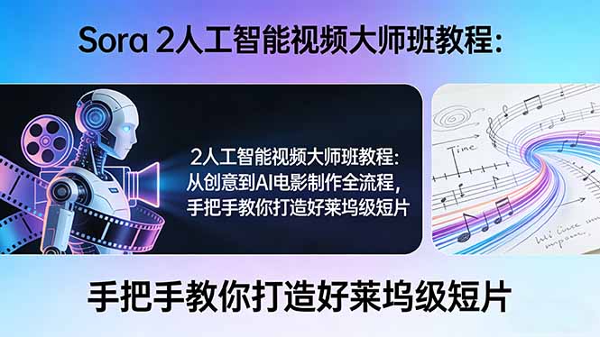 Sora 2人工智能视频大师班教程：从创意到AI电影制作全流程，手把手教你打造好莱坞级短片-shxbox省心宝盒