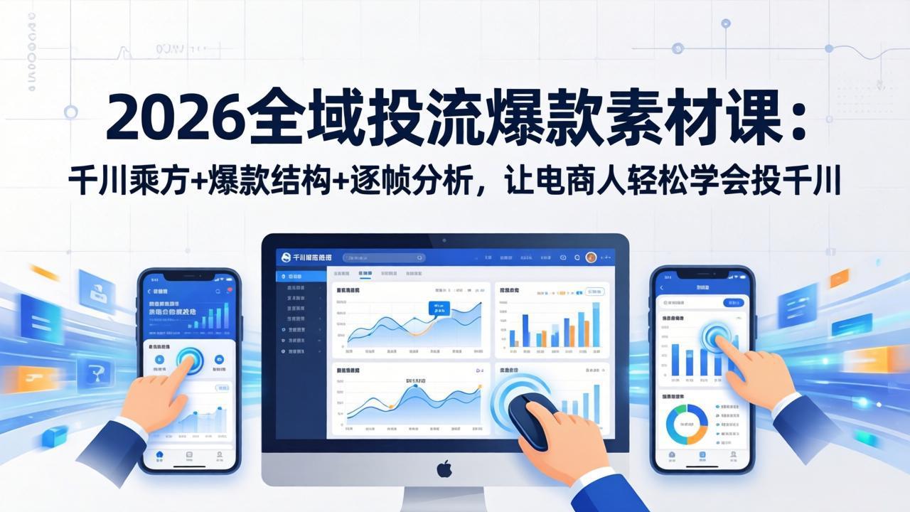 2026全域投流爆款素材课：千川乘方+爆款结构+逐帧分析，让电商人轻松学会投千川-shxbox省心宝盒
