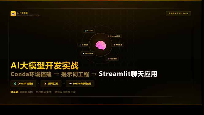 AI大模型开发实战：Conda环境搭建→提示词工程→Streamlit聊天应用，零基础到项目落地-shxbox省心宝盒
