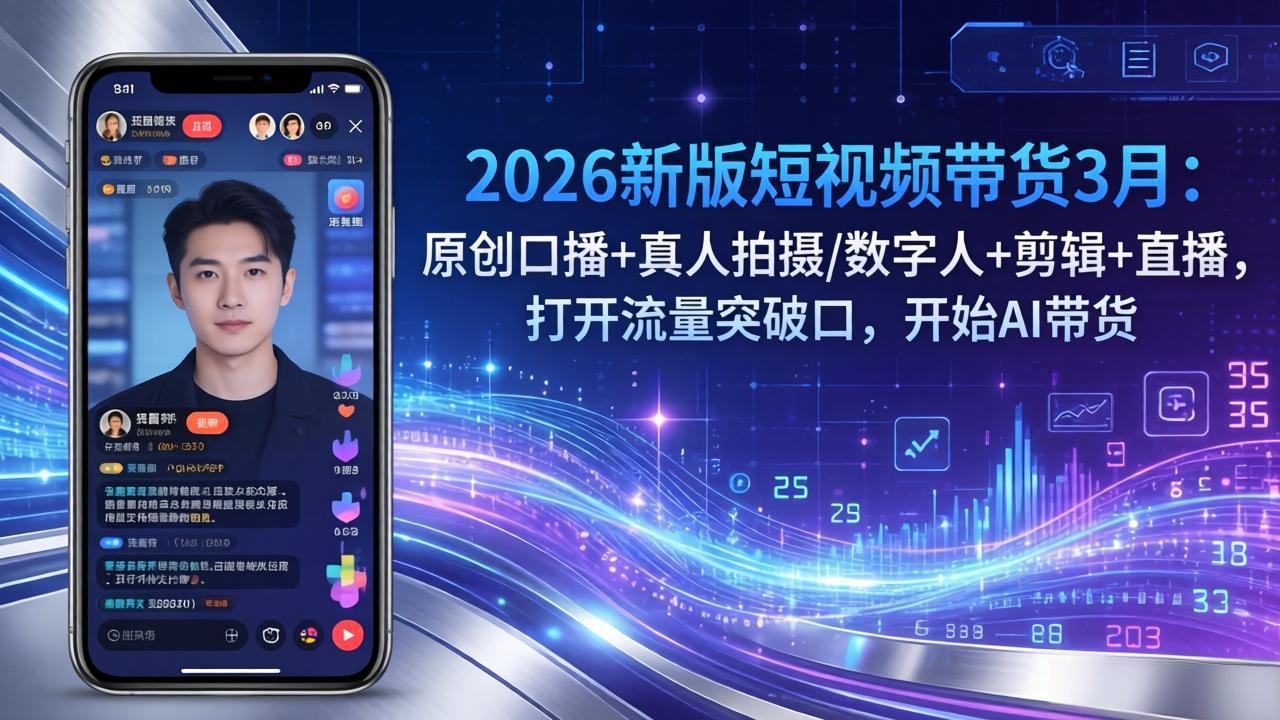 2026新版短视频带货3月：原创口播+真人拍摄/数字人+剪辑+直播，打开流量突破口，开始AI带货-shxbox省心宝盒