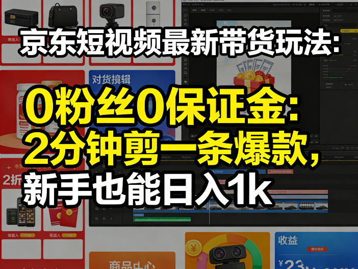京东短视频最新带货玩法，0粉丝0保证金，2分钟剪一条爆款，新手也能日入1k+【揭秘】-shxbox省心宝盒