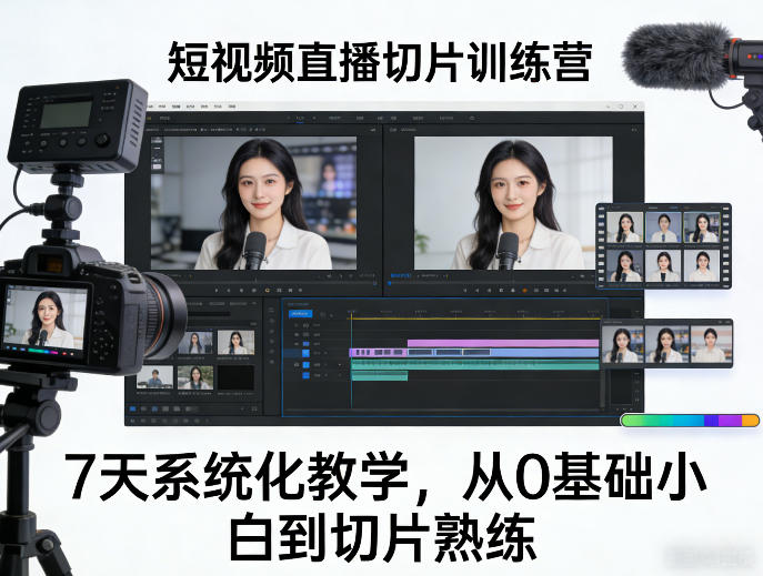短视频直播切片训练营，7天系统化教学，从0基础小白到切片熟练-shxbox省心宝盒