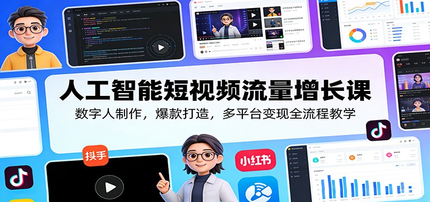 人工智能短视频流量增长课：数字人制作，爆款打造，多平台变现全流程教学-shxbox省心宝盒