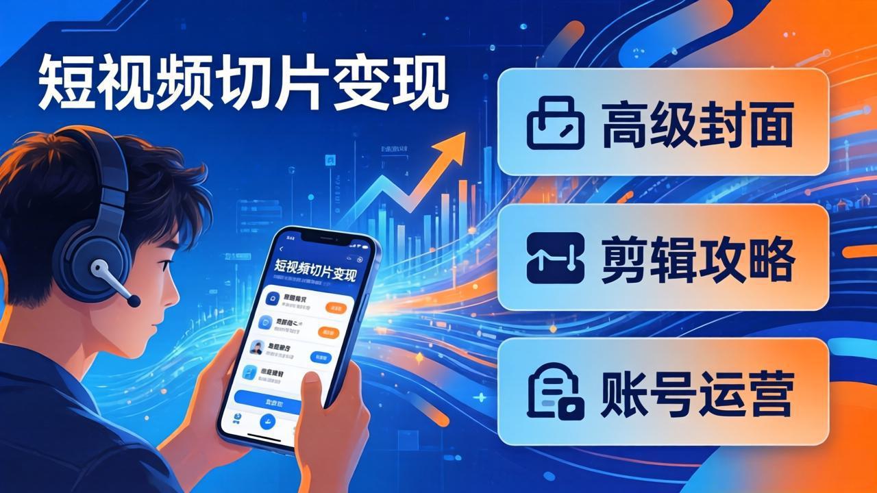 短视频切片变现速成班2.0：高级封面+剪辑攻略+账号运营，0基础小白快速入局副业-shxbox省心宝盒