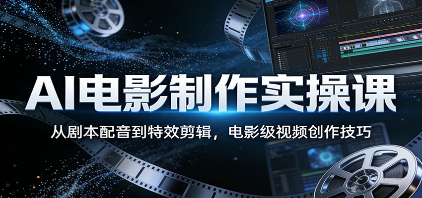 AI电影制作实操课：从剧本配音到特效剪辑，电影级视频创作技巧-shxbox省心宝盒