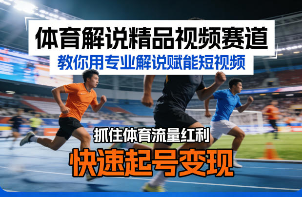 体育解说精品视频赛道，教你用专业解说赋能短视频，抓住体育流量红利，快速起号变现-shxbox省心宝盒