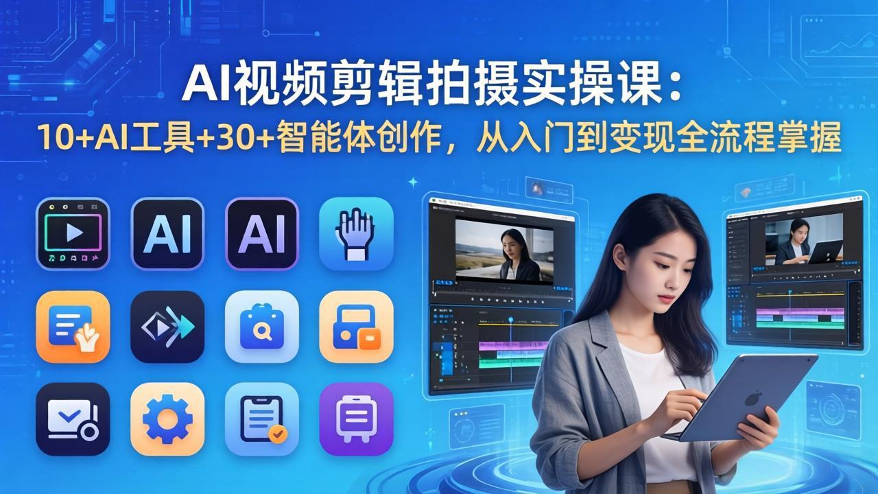 AI 视频剪辑拍摄实操课：10+AI工具+30+智能体创作，从入门到变现全流程掌握-shxbox省心宝盒