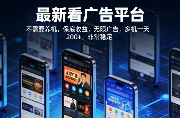 最新看广告平台，不需要养机，保底收益，无限广告，多机一天200+，非常稳定【揭秘】-shxbox省心宝盒