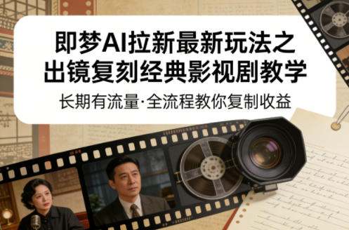 即梦AI拉新最新玩法之出镜复刻经典影视剧教学，长期有流量，全流程教你复制收益-shxbox省心宝盒
