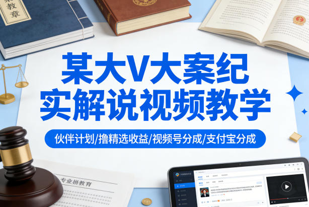 某大V大案纪实解说视频教学，可做伙伴计划、撸精选收益，视频号和支付宝分成计划均可-shxbox省心宝盒