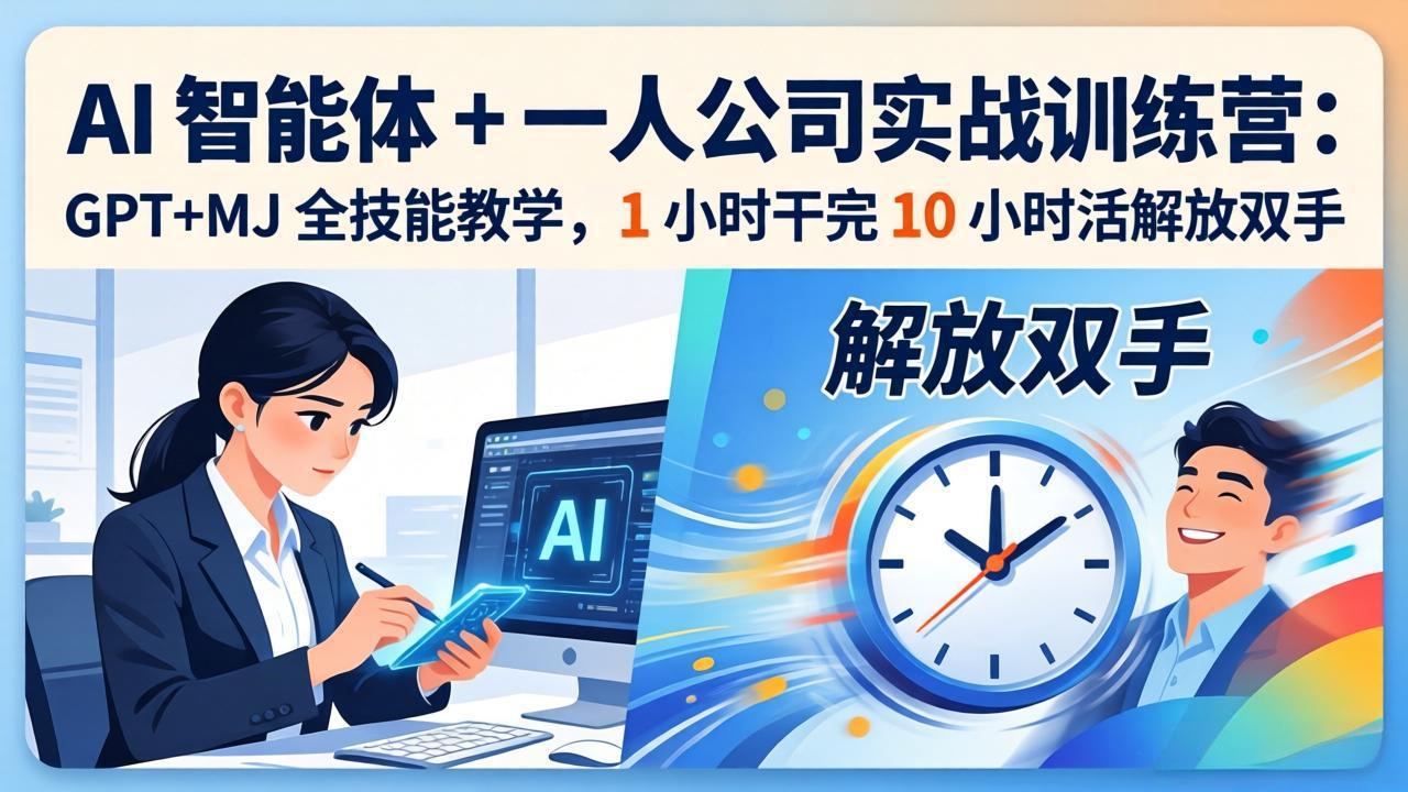 AI 智能体 + 一人公司实战训练营：GPT+MJ 全技能教学，1 小时干完 10 小时活解放双手-shxbox省心宝盒