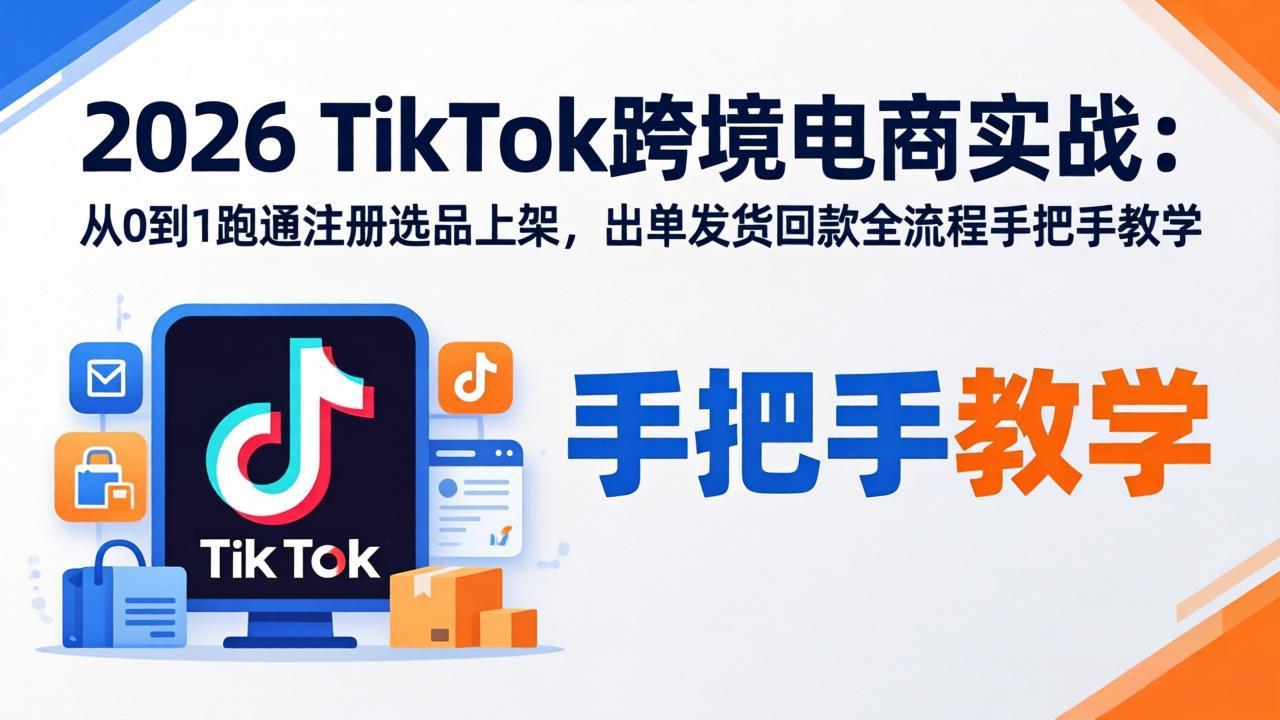 2026TikTok跨境电商实战：从0到1跑通注册选品上架，出单发货回款全流程手把手教学-shxbox省心宝盒