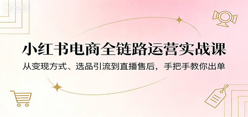 小红书电商全链路运营实战课：从变现方式、选品引流到直播售后，手把手教你出单-shxbox省心宝盒