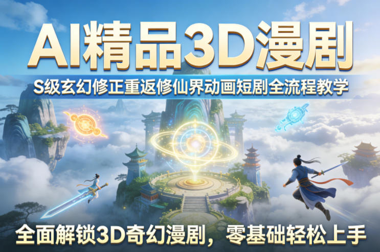 AI精品3D漫剧S级玄幻修正重返修仙界动画短剧全流程教学，全面解锁3D奇幻漫剧，零基础轻松上手-shxbox省心宝盒