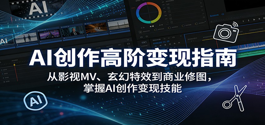 AI创作高阶变现指南：从影视MV、玄幻特效到商业修图，掌握AI创作变现技能-shxbox省心宝盒
