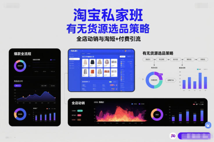 淘宝私家班，有无货源选品策略，高成功率爆款全流程打法，全店动销与淘短+付费引流(更新2026年4月)-shxbox省心宝盒