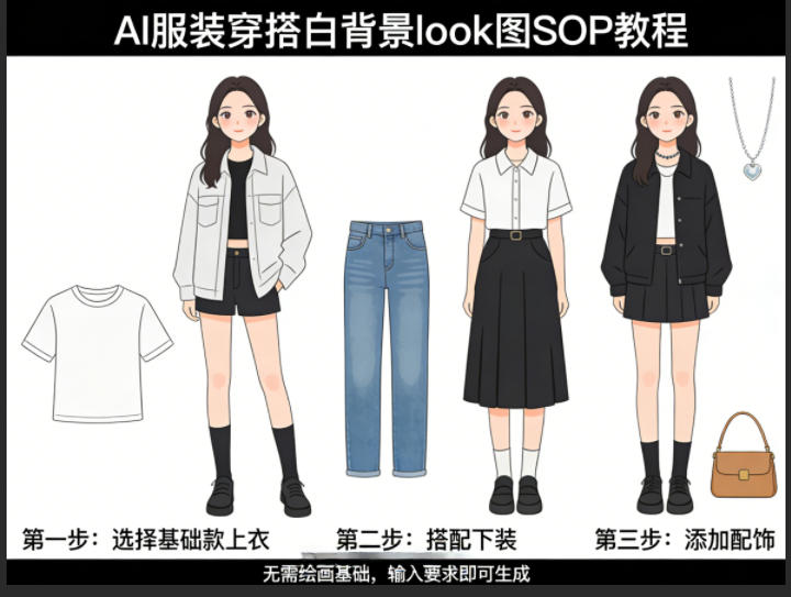 AI服装穿搭白背景look图SOP教程，不用会画画，提几句具体要求，AI就能还你一个奇迹-shxbox省心宝盒