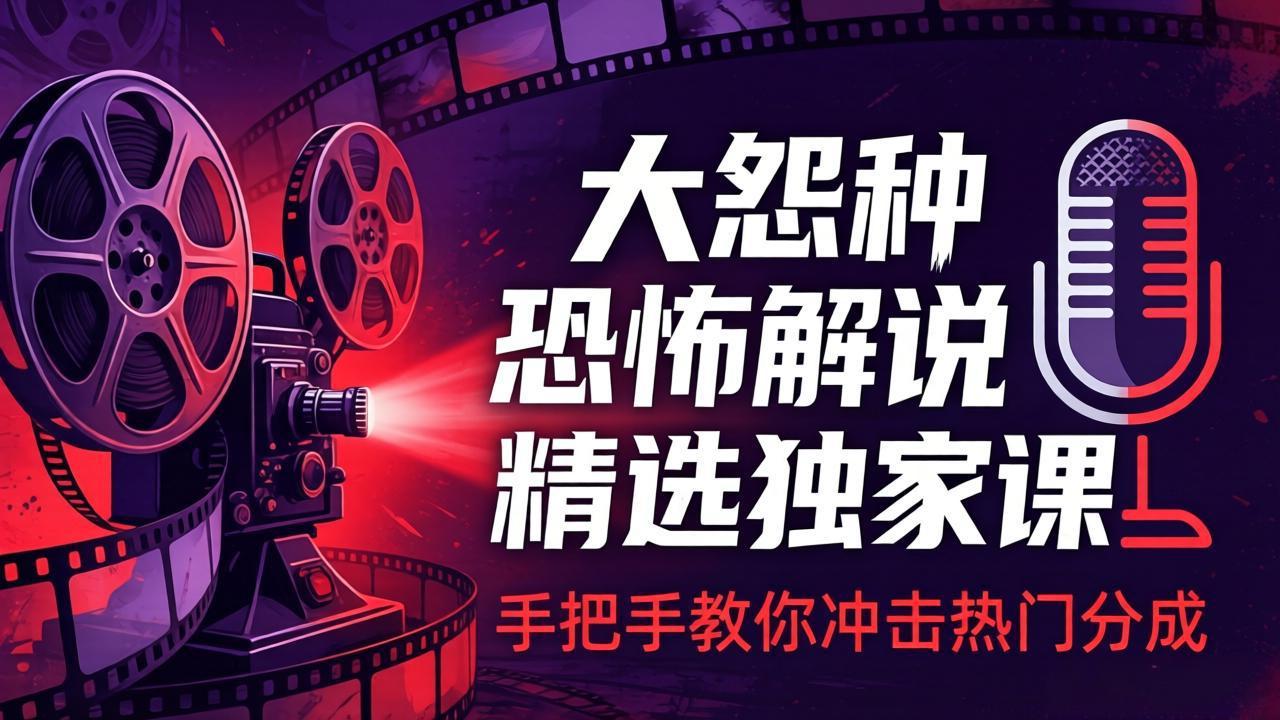 大怨种恐怖解说精选独家课：电影下载+文案配音+片头封面，手把手教你冲击热门分成-shxbox省心宝盒