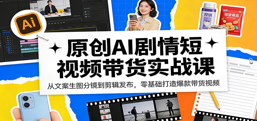 原创AI剧情短视频带货实战课：从文案生图分镜到剪辑发布，零基础打造爆款带货视频-shxbox省心宝盒