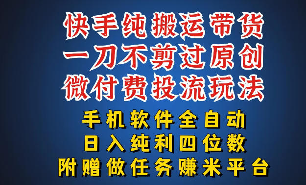 最新黑科技快手搬运带货方法，手机就能操作，轻松带你日入四位数【揭秘】-shxbox省心宝盒
