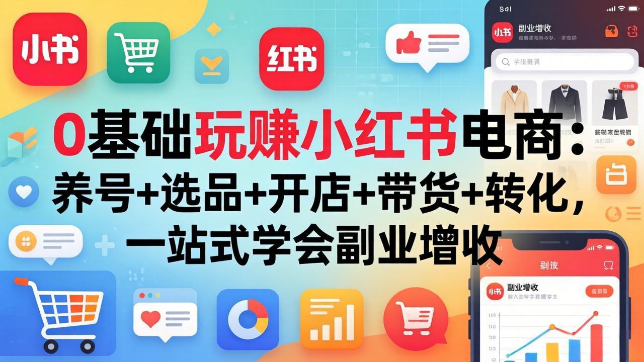 0基础玩赚小红书电商：养号+选品+开店+带货+转化，一站式学会副业增收-shxbox省心宝盒