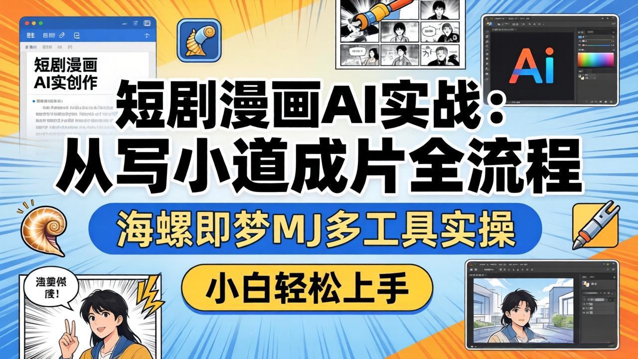 短剧漫画AI实战：从写小说到成片全流程，海螺即梦MJ多工具实操，小白轻松上手-shxbox省心宝盒