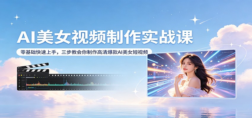 AI美女视频制作实战课：零基础快速上手，三步教会你制作高清爆款AI美女短视频-shxbox省心宝盒
