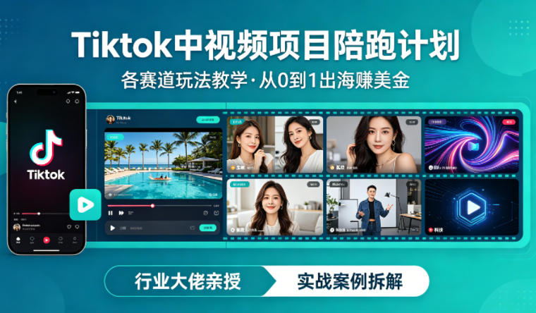 某大佬的Tiktok中视频项目陪跑，涵盖TK各个赛道玩法教学，从0到1出海賺美金-shxbox省心宝盒