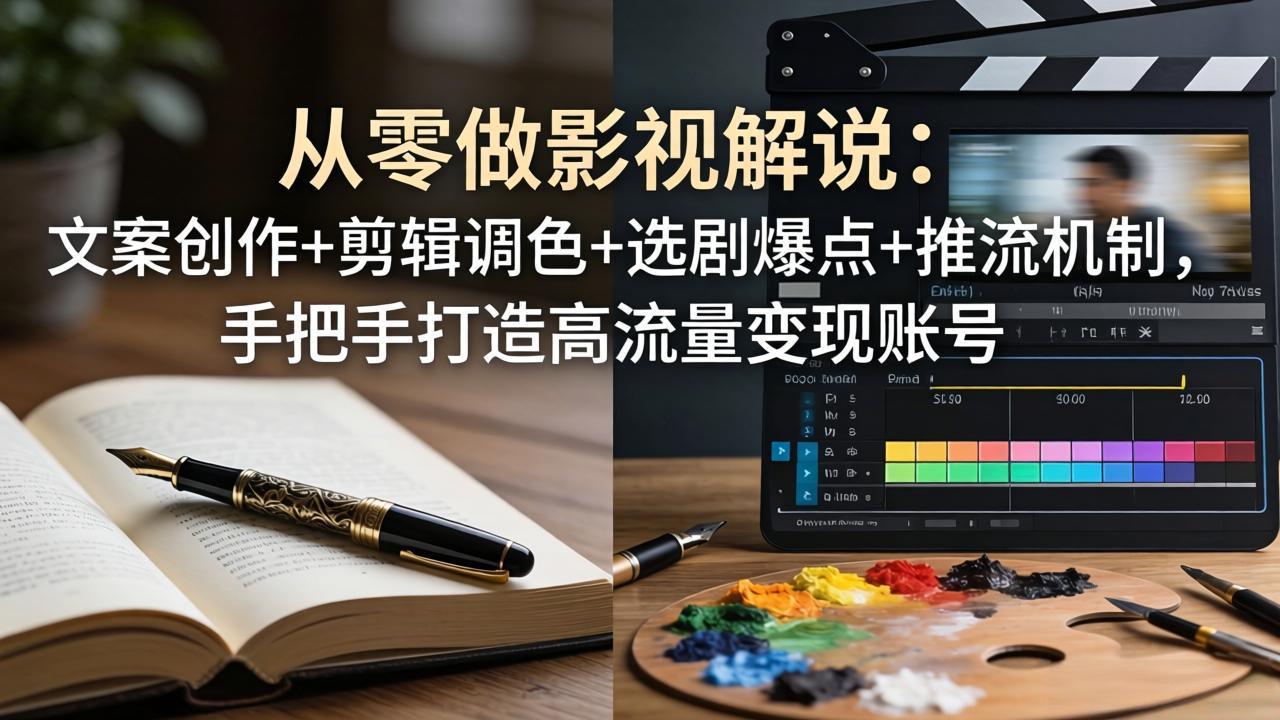 从零做影视解说：文案创作+剪辑调色+选剧爆点+推流机制，手把手打造高流量变现账号-shxbox省心宝盒