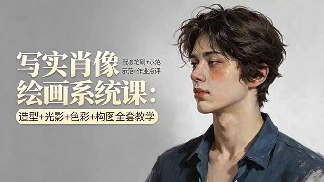 写实肖像绘画系统课：造型+光影+色彩+构图全套教学，配套笔刷+示范+作业点评-shxbox省心宝盒