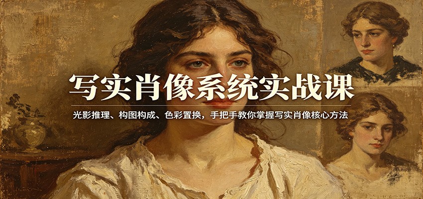写实肖像系统实战课：光影推理、构图构成、色彩置换，手把手教你掌握写实肖像核心方法-shxbox省心宝盒