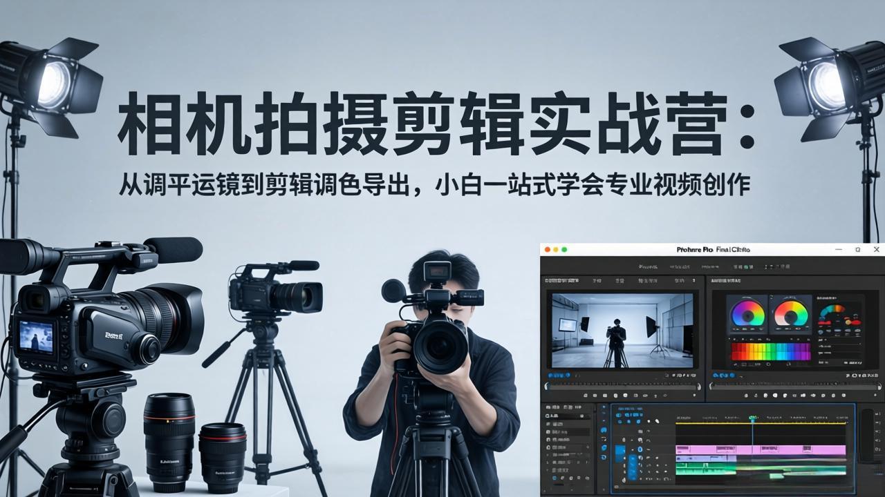 相机拍摄剪辑实战营：从调平运镜到剪辑调色导出，小白一站式学会专业视频创作-shxbox省心宝盒