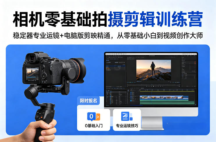 相机零基础拍摄剪辑训练营：稳定器专业运镜+电脑版剪映精通，从零基础小白到视频创作大师-shxbox省心宝盒